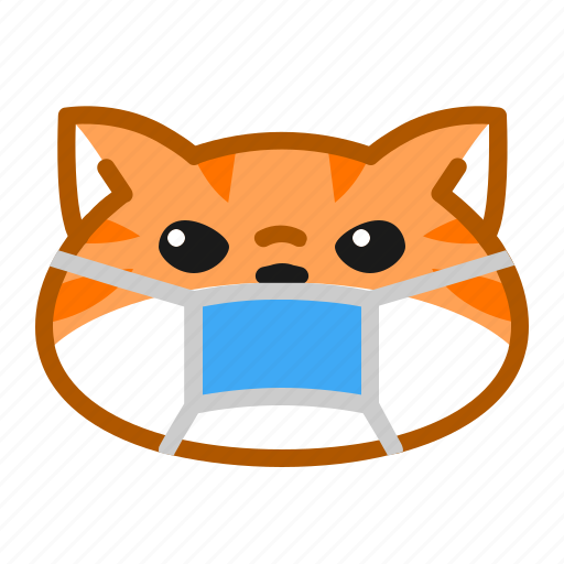 Cute, cat, orange, emoticon, masker, virus icon - Download on Iconfinder