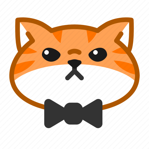 Cute, cat, orange, emoticon, butterfly tie icon - Download on Iconfinder