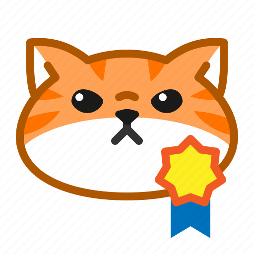 Cute, cat, orange, emoticon, medal icon - Download on Iconfinder