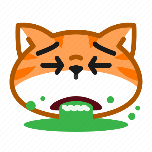 Cute, cat, orange, emoticon, puke icon - Download on Iconfinder