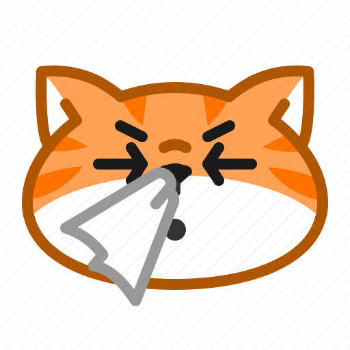 Cute, cat, orange, emoticon, snot, tissue icon - Download on Iconfinder