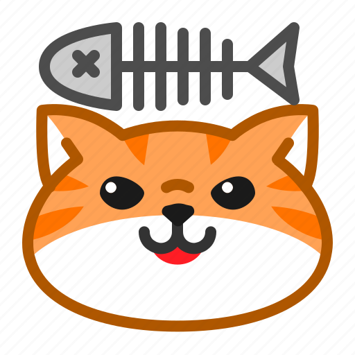Cute, cat, orange, emoticon, food, fish icon - Download on Iconfinder