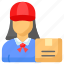 courier, woman, delivery, parcel, package, supplier, avatar 