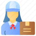 courier, woman, delivery, parcel, package, supplier, avatar