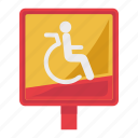 disabled sign, wheelchair, disability, handicap, accessibility, public transportation, transport, facility, urban