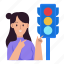 traffic light, signal, road, stop, girl, public transportation, transport, facility, urban 