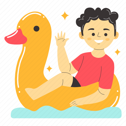 Relaxation, swim, swimming, duck, beach, summer, outdoor activity illustration - Download on Iconfinder