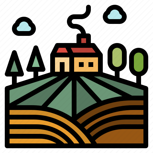 Farm, farming, field, hills, rural icon - Download on Iconfinder
