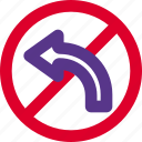 left, pictogram, banned, forbidden