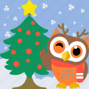 bird, celebration, christmas, cute, fowl, owl, party