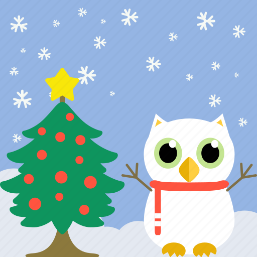 Bird, celebration, christmas, fowl, owl, pine, tree icon - Download on Iconfinder
