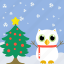 bird, celebration, christmas, fowl, owl, pine, tree 