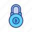 combination, opened, outline, padlock, password, security, tool 
