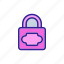 lock, opened, outline, padlock, password, security, tool 
