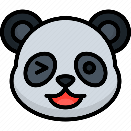 Wink, panda, animal, emoji, emoticon, smiley, face icon - Download on Iconfinder