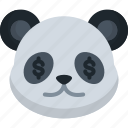 greed, panda, animal, emoji, emoticon, smiley, face, greedy