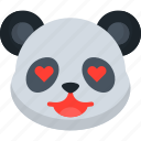 in, love, panda, animal, emoji, emoticon, smiley, face, hearts