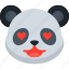 in, love, panda, animal, emoji, emoticon, smiley, face, hearts 