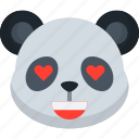 in, love, panda, animal, emoji, emoticon, smiley, face, hearts