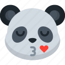 kiss, panda, animal, emoji, emoticon, smiley, face, kissing
