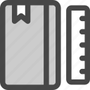 bookmark, diary, journal, measure, notebook, ruler 