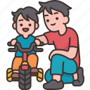 bicycle, ride, practice, fatherhood, childhood