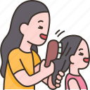 brushing, hair, mother, daughter, care