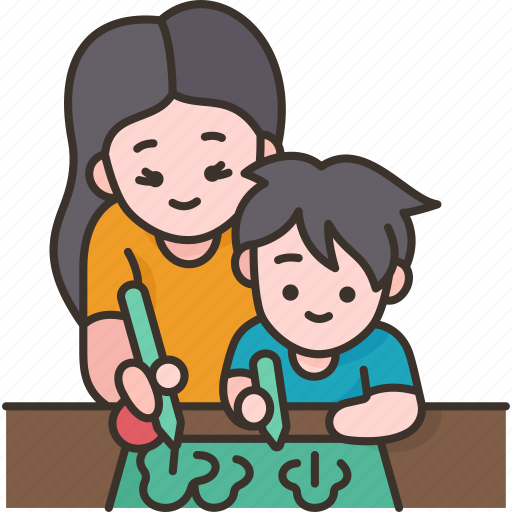 Drawing, mother, son, family, activity icon - Download on Iconfinder