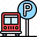 parking, vehicle, traffic, bus, parking lot, sign
