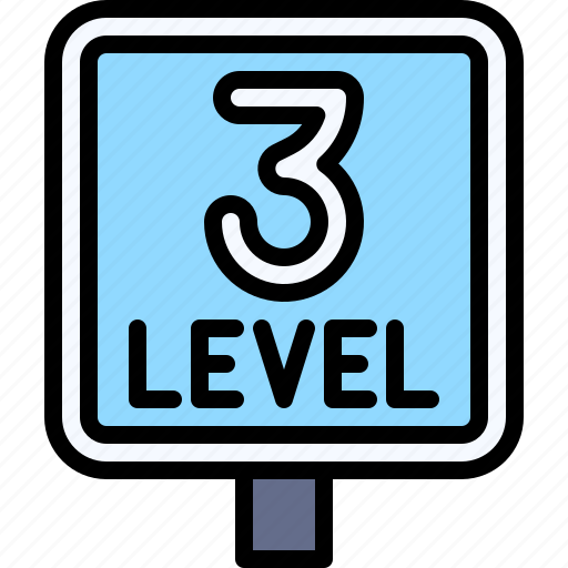 Parking, vehicle, traffic, level, three, sign, level 3 icon - Download on Iconfinder