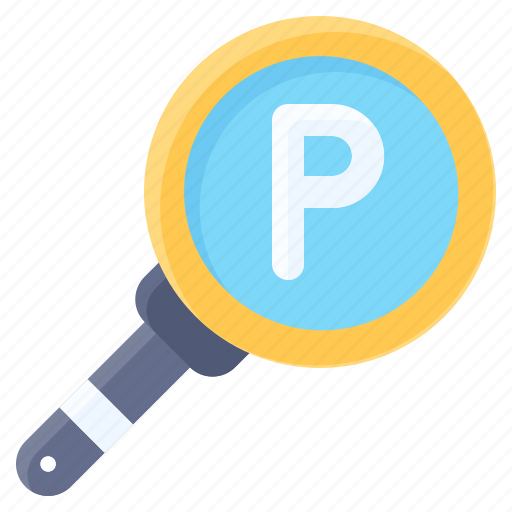 Parking, vehicle, traffic, finding, park, magifyglass icon - Download on Iconfinder