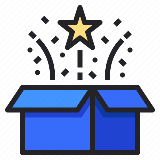 Box, celebration, gift, open, package, party, star icon - Download on Iconfinder