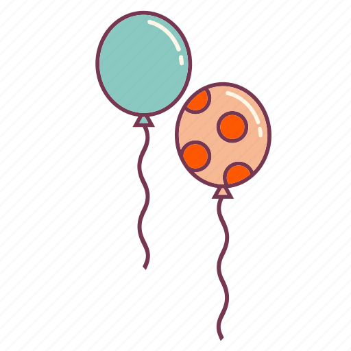 Balloon, balloons, birthday, dots, party, polkadots, string icon - Download on Iconfinder