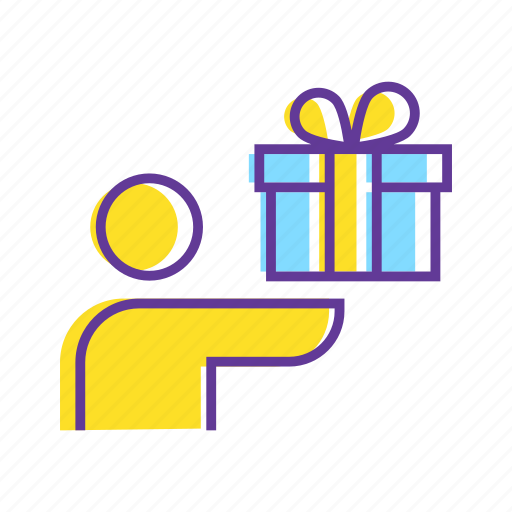 Birthday gift, gift, gift box, give a gift, man with gift box, party, present icon - Download on Iconfinder