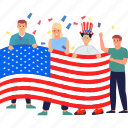 usa, independence, illustration, person, american flag, patriotism, national colors, flat icon