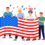usa, independence, illustration, person, american flag, patriotism, national colors, flat icon 