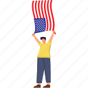 usa, independence, boy, running, usa flag, flat icons, independence day, patriotic celebration, fourth of july