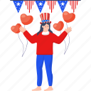 usa, independence, girl, american flag, flat icons, independence day, patriotic celebration, fourth of july, freedom