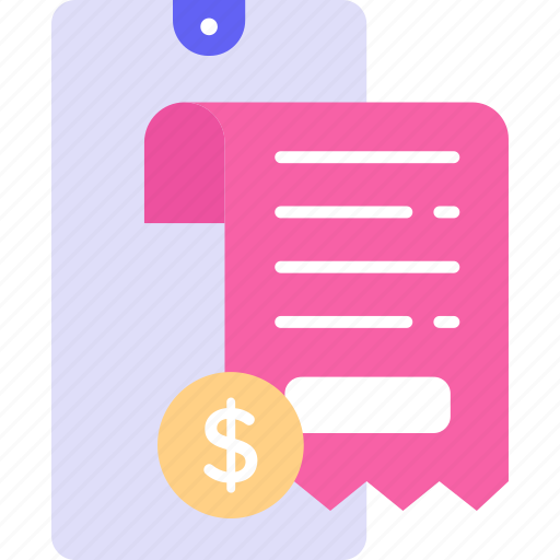 Invoice, mobile phone, mobile receipt, digital money, online payment icon - Download on Iconfinder