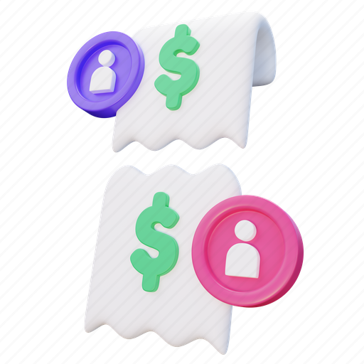 Split, bill, payment, cash, friends, venture, joint 3D illustration - Download on Iconfinder