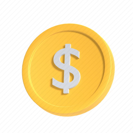 Dollar, coin, currency, money, render icon - Download on Iconfinder