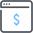 browser, dollar, payment, shop, webpage, website