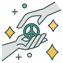 peace, friendship, give, liberty, charity, hope, hand connection