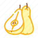 pear, yellow, cut, fruit, half, food