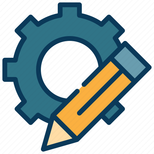 Gear, wheel, edit, pencil, write, work icon - Download on Iconfinder