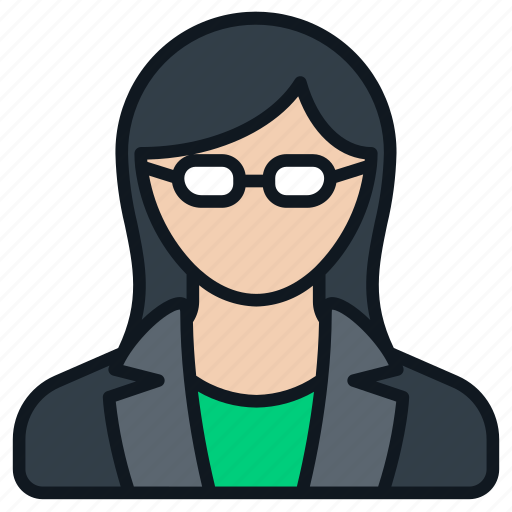 Business, female, formal, glasses, headshot, person, profile icon - Download on Iconfinder