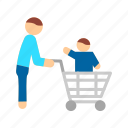 father son shopping, ecommerce, shop, cart, sale, online, store, bag