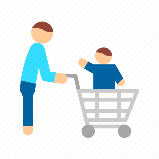 Father son shopping, ecommerce, shop, cart, sale, online, store icon - Download on Iconfinder