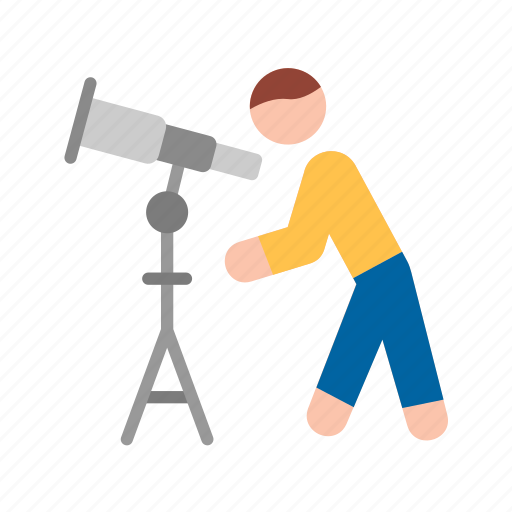 Man looking through tele, astronomy, space, science, spyglass, vision, binocular icon - Download on Iconfinder