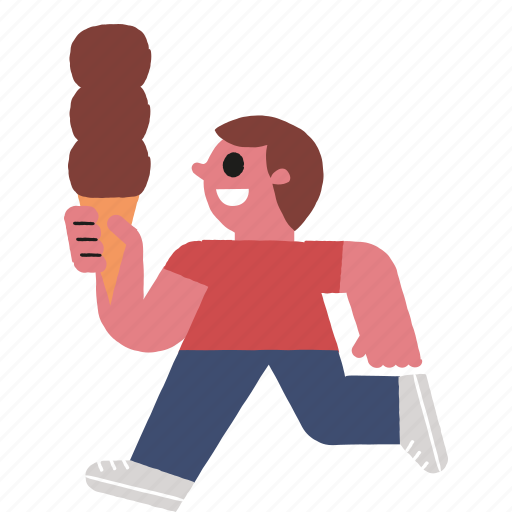 Boy, ice, cream, walking, happy, chocolate icon - Download on Iconfinder